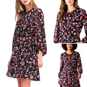 BANANA REPUBLIC Georgette Floral Paisley Tie-Waist Dress Elastic Waist Lined